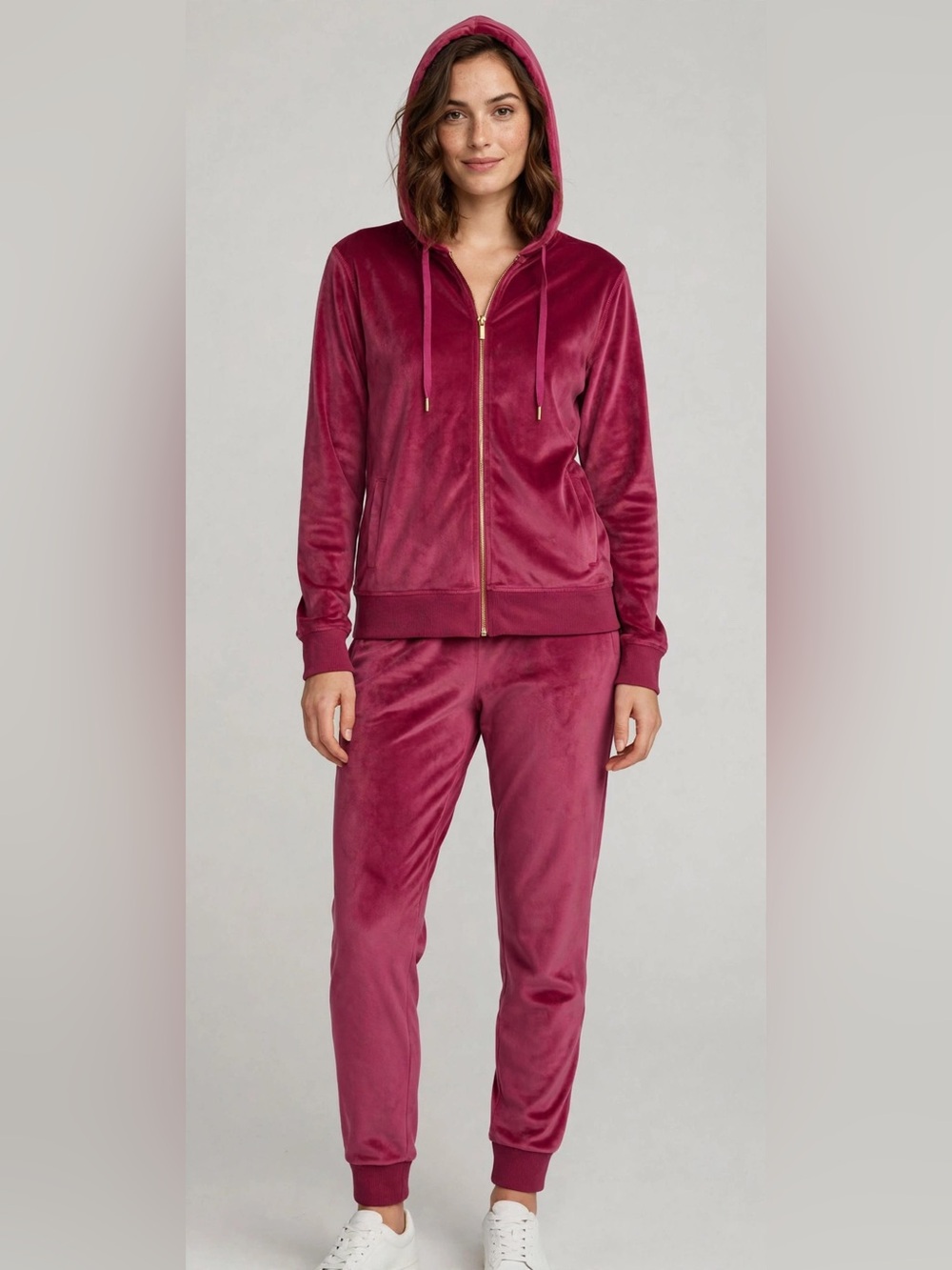 White Mark Pink Velour Hoodie Jacket and Jogger pants - NWOT